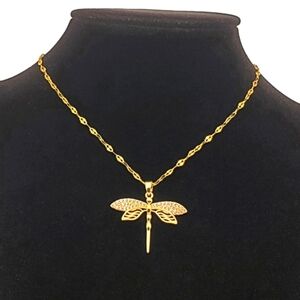 Elegant Gold Dragonfly Pendant Necklace